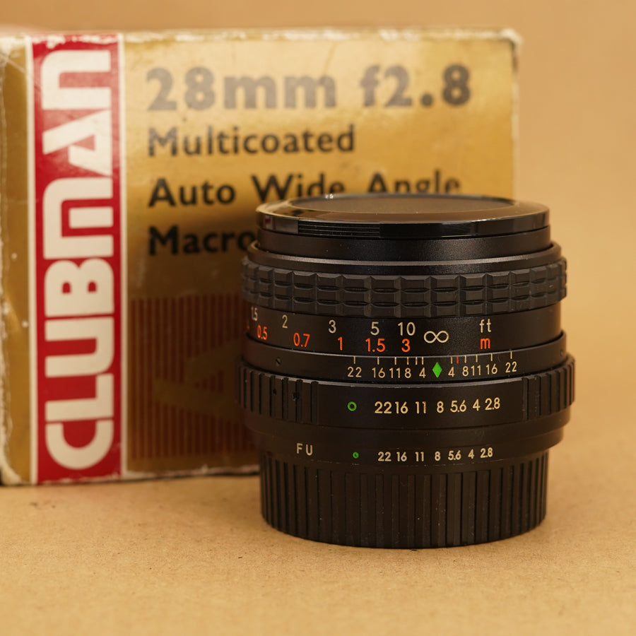 Clubman 28mm f/2.8 Lens for Fujica AX Mount – Cameras By Max Ltd