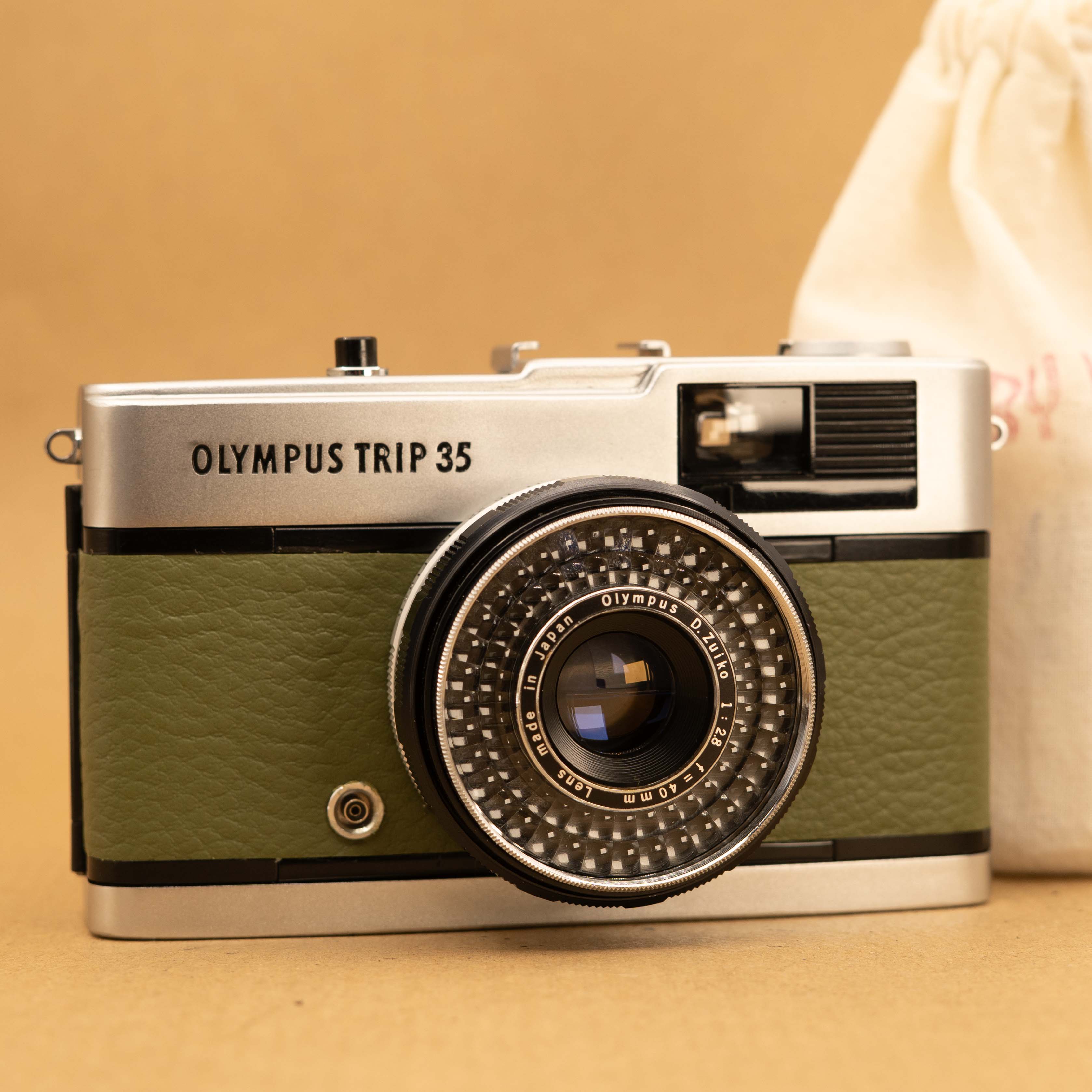 Green Olympus Trip 35 Film Camera with Roll of Film - Refurbished