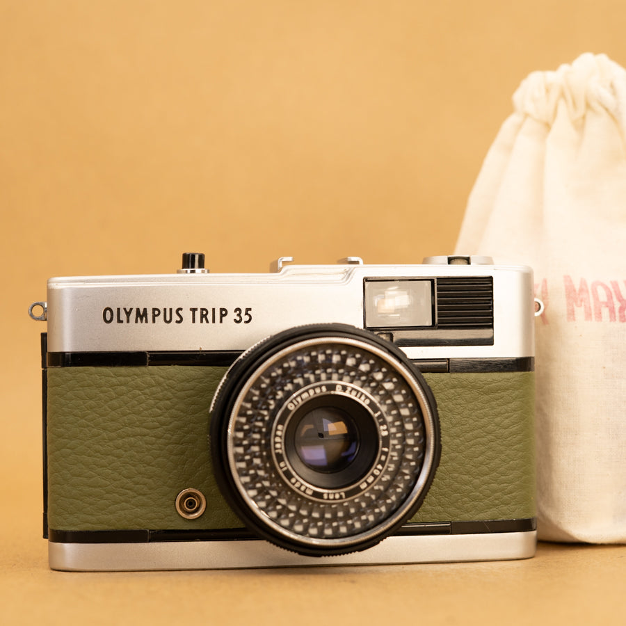 Green Olympus Trip 35 Film Camera with Roll of Film - Refurbished