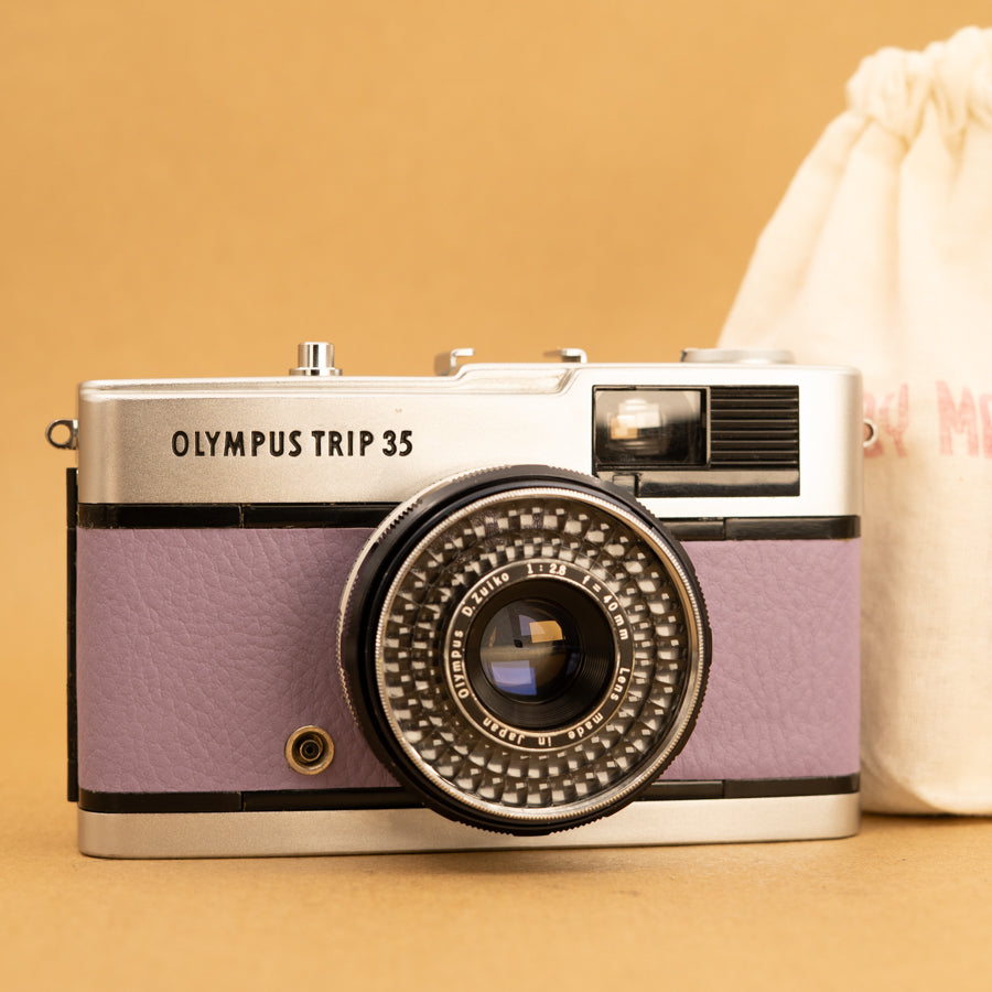 Lilac Olympus Trip 35 Film Camera with Roll of Film - Refurbished
