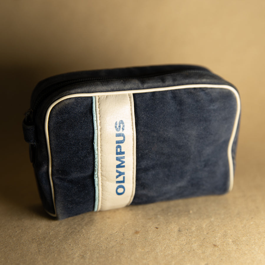 Olympus Navy velvet camera case for Olympus Trip AF and other compact Olympus 35mm film cameras