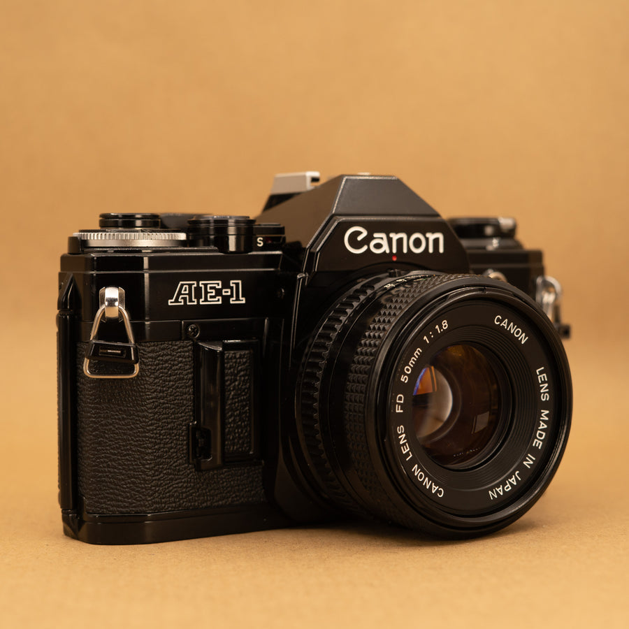 Black Canon AE-1 with 50mm f/1.8 Lens