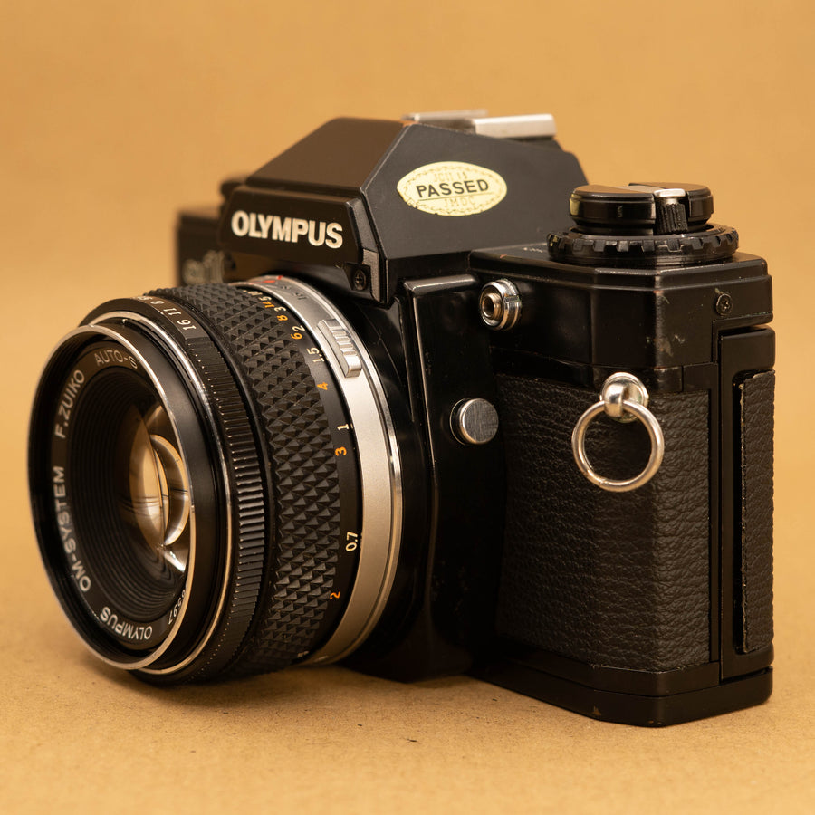Black Olympus OM10 with Zuiko 50mm f/1.8 Lens 35mm Film Camera