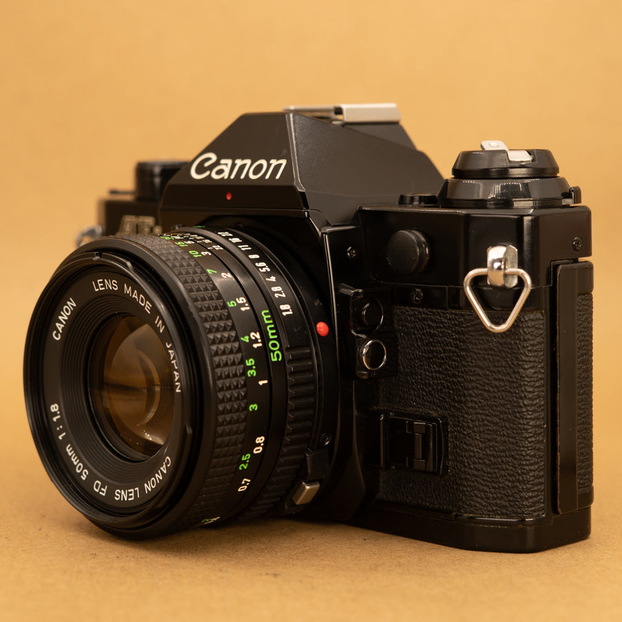 Black Canon AE-1 Program with 50mm f/1.8 Lens 35mm Film Camera