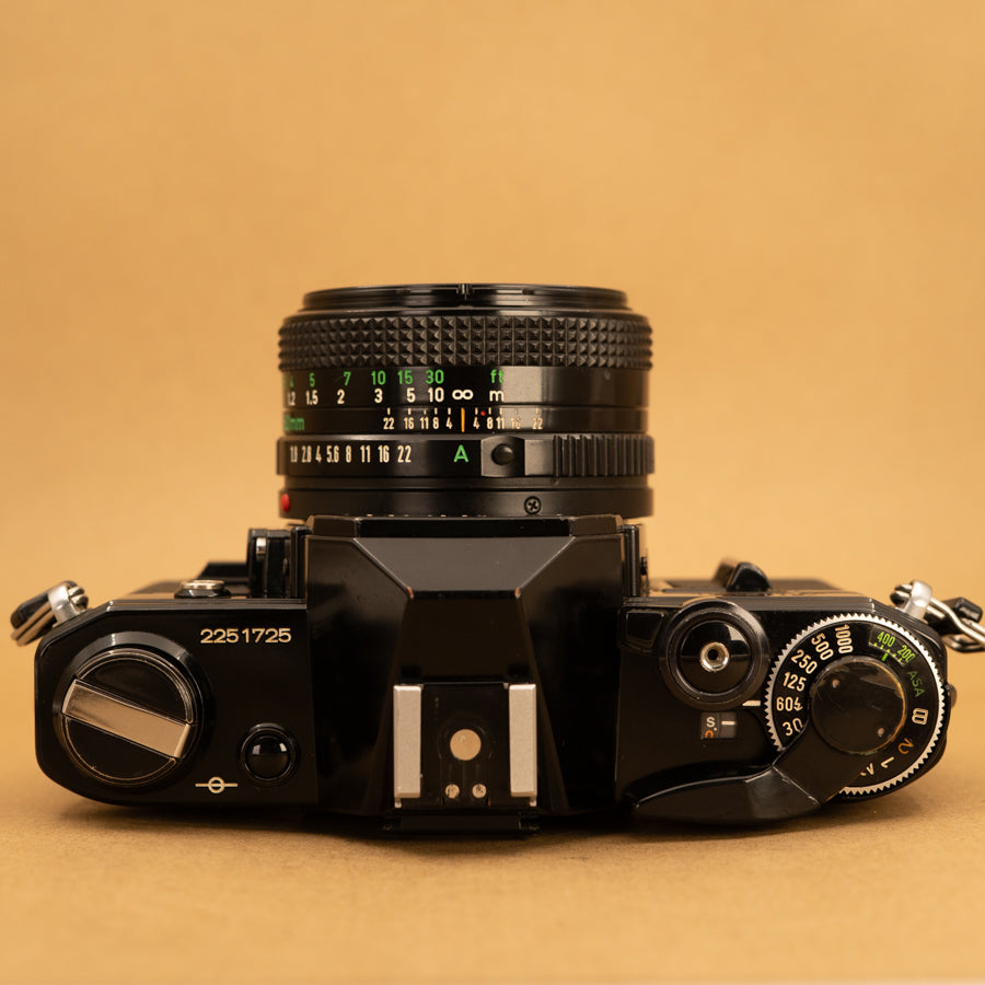 Canon AE-1 フィルムカメラ ブラック Black Canon AE-1 35mm SLR Film Camera - Refurbished – Cameras By
