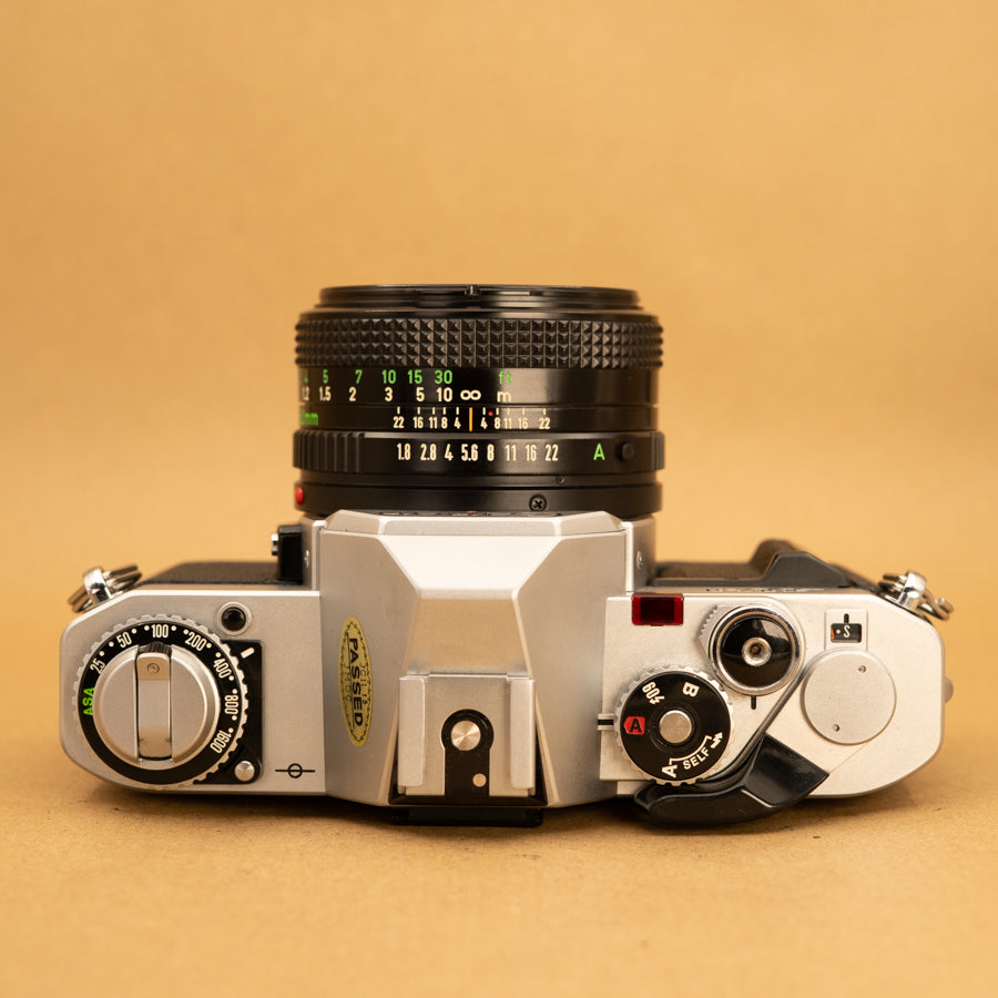 Canon AV-1 with 50mm f/1.8 Lens 35mm Film Camera - Refurbished