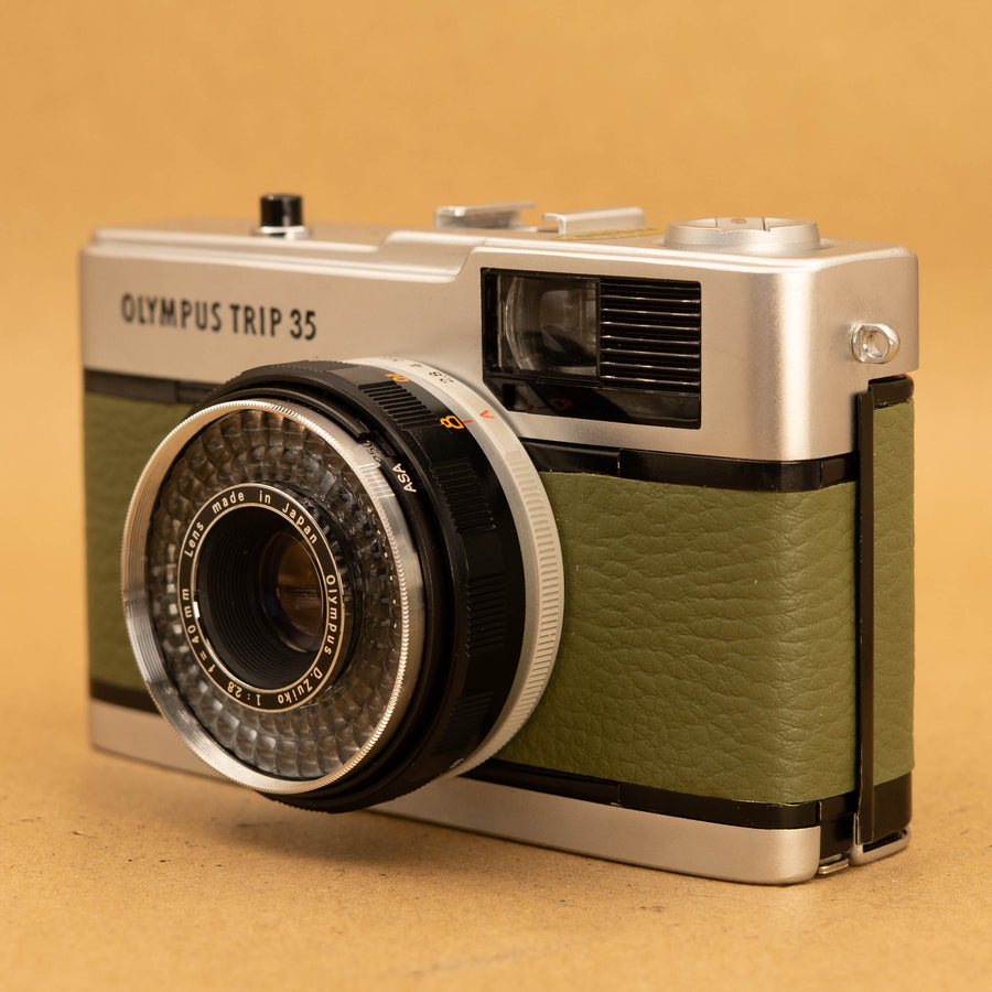 Green Olympus Trip 35 Film Camera with Roll of Film - Refurbished
