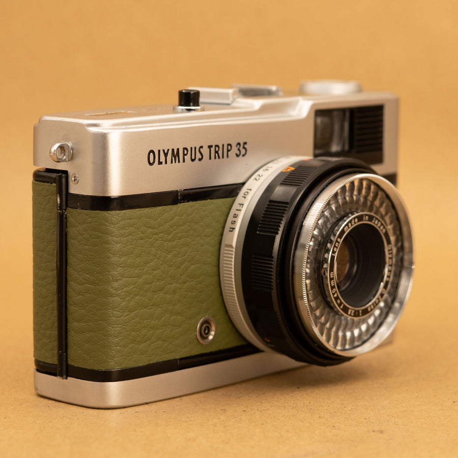 Green Olympus Trip 35 Film Camera with Roll of Film - Refurbished
