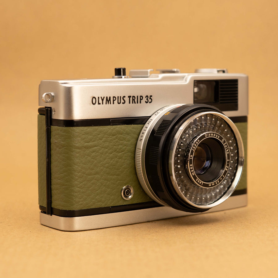Green Olympus Trip 35 Film Camera with Roll of Film Refurbished