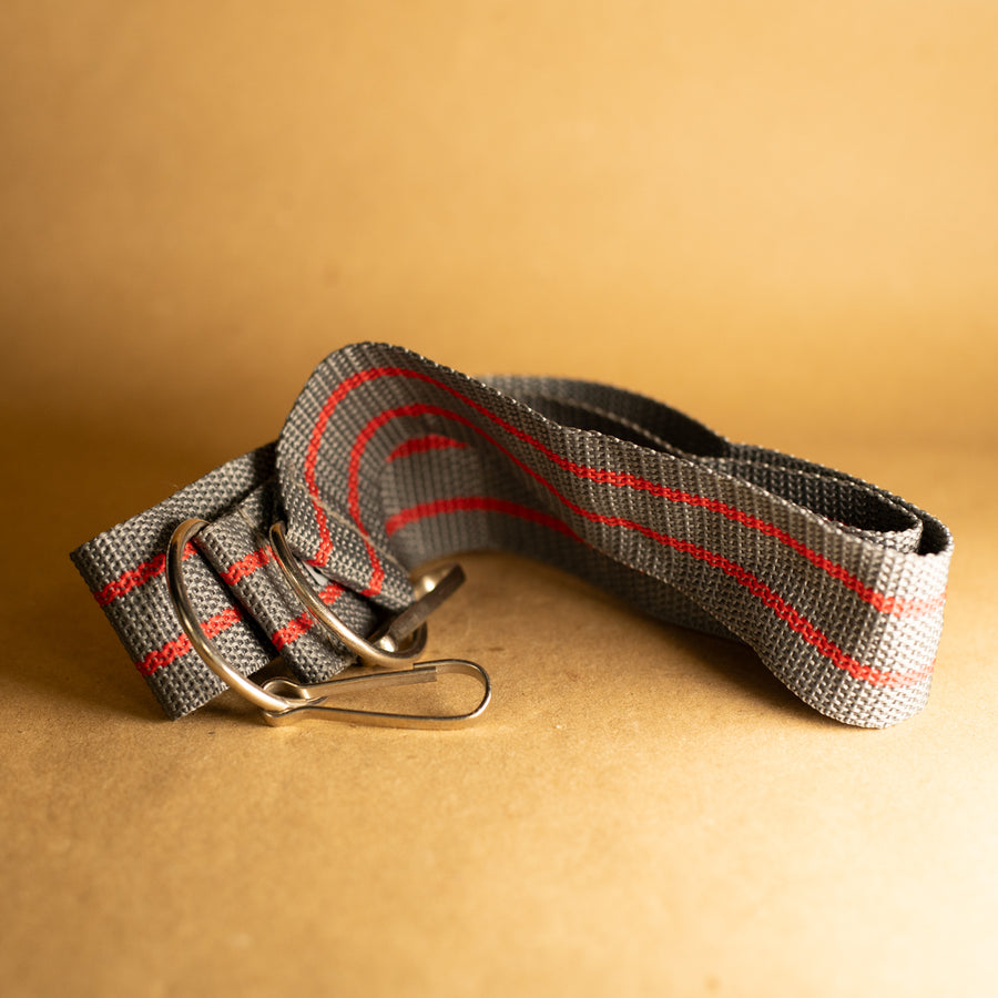 Grey and Red Camera Strap