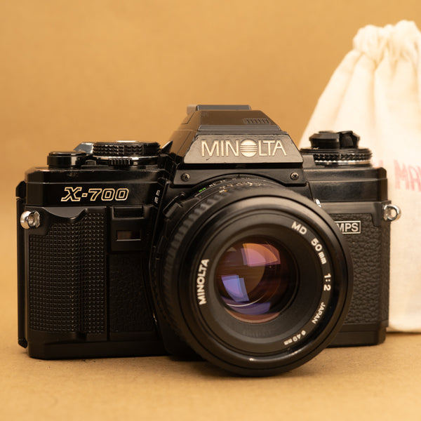 Black Minolta X-700 with 50mm f/2 Lens 35mm SLR Film Camera