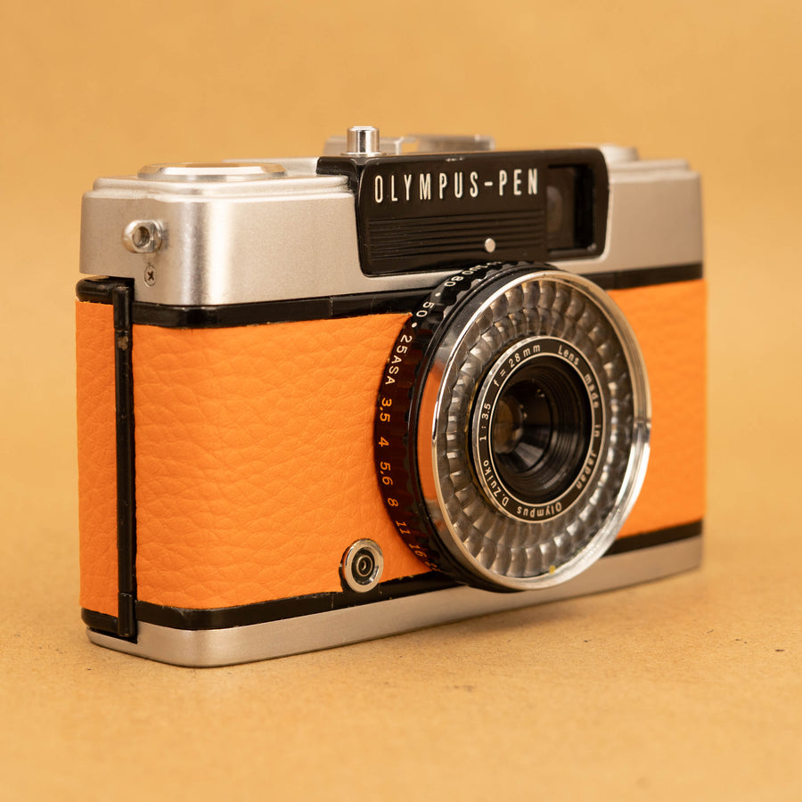Orange Olympus Pen EE-3 Half-frame 35mm Film Camera - Fully