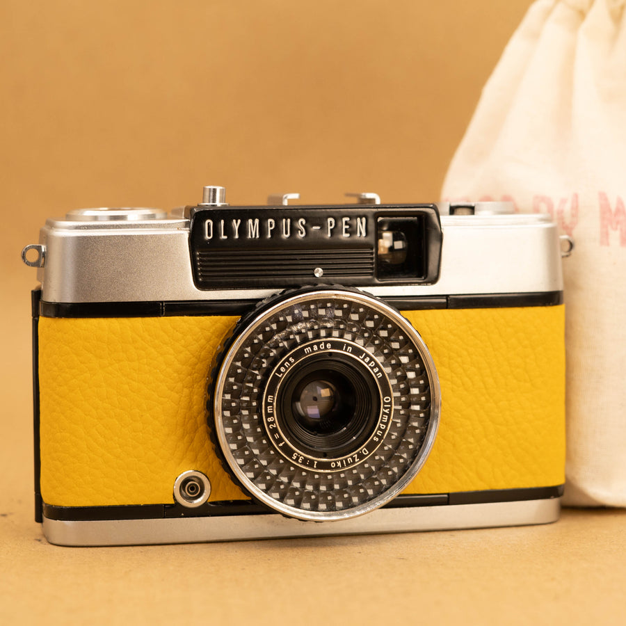 Yellow Olympus Pen EE-3 Half-frame 35mm Film Camera - Fully