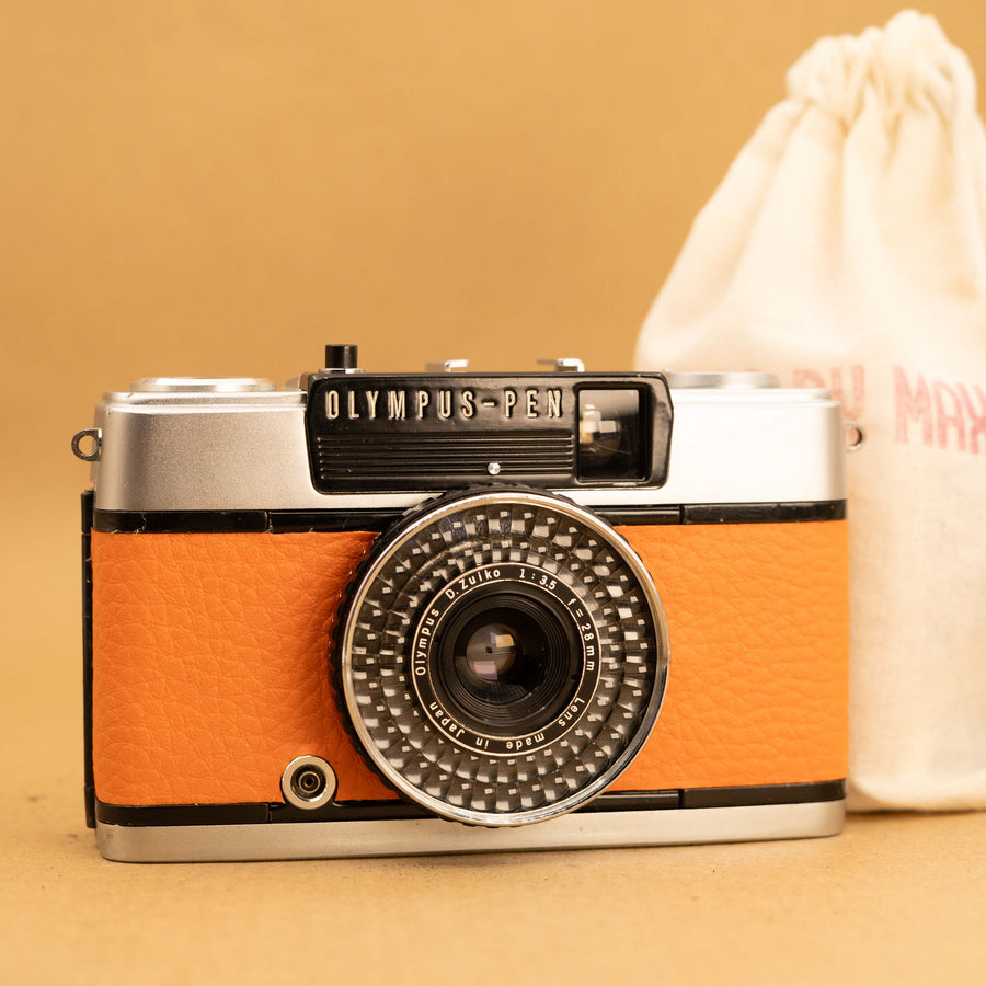 Orange Olympus Pen EE-3 Half-frame 35mm Film Camera - Fully