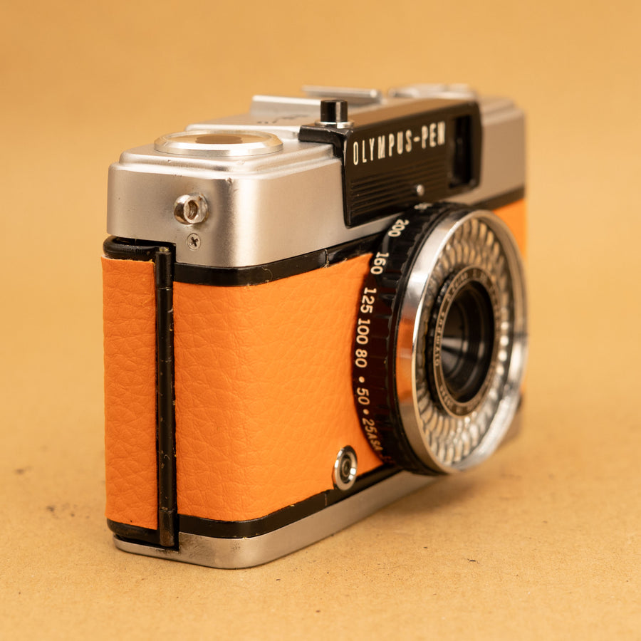 Orange Olympus Pen EE-3 Half-frame 35mm Film Camera - Fully