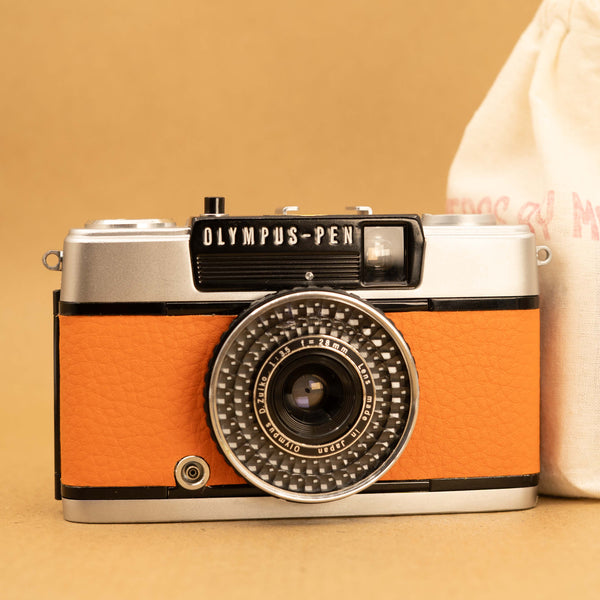 Orange Olympus Pen EE-3 Half-frame 35mm Film Camera - Fully