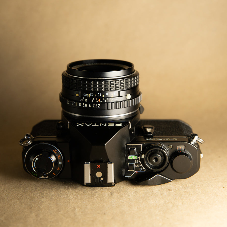 Black Pentax ME Super with 50mm f/2 Lens 35mm SLR film camera for beginners