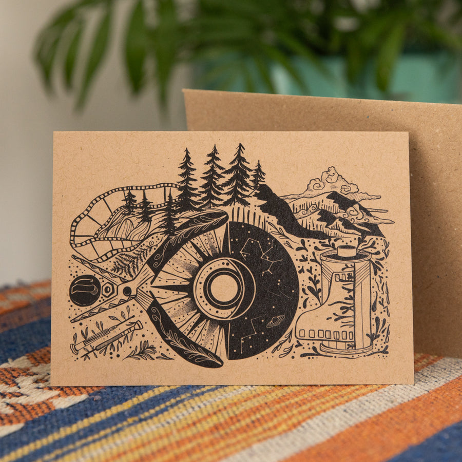 Adventure camera greetings card with envelope