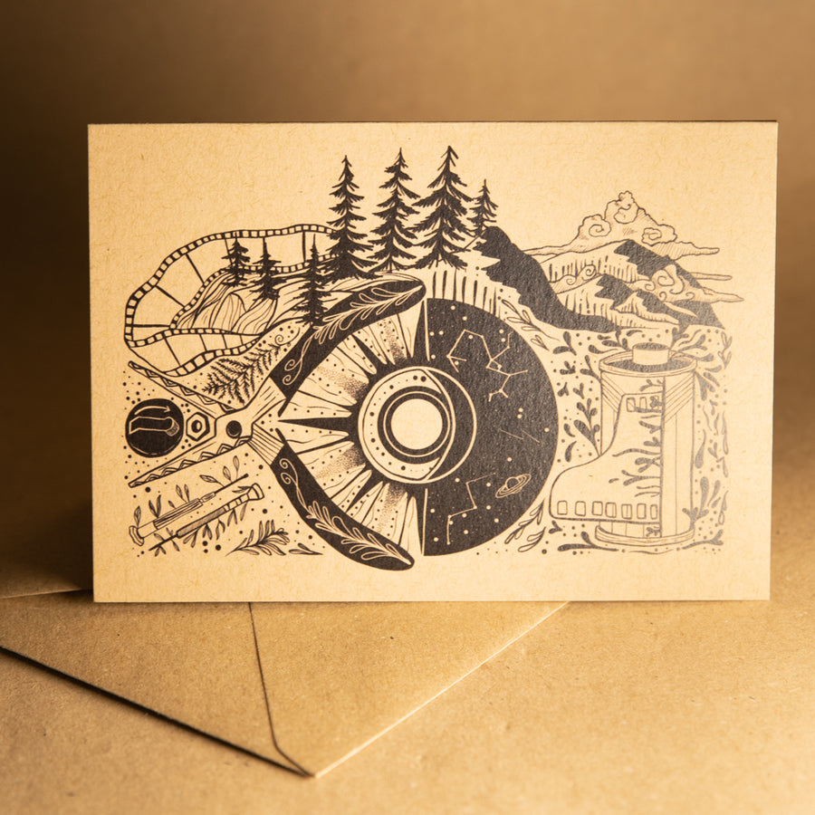 Adventure camera greetings card with envelope